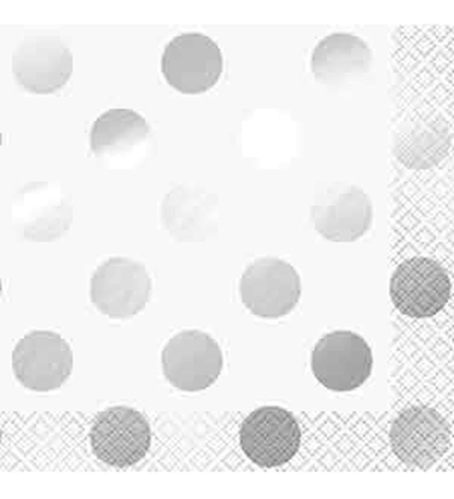 Silver Foil Dots Beverage Napkins, 16ct