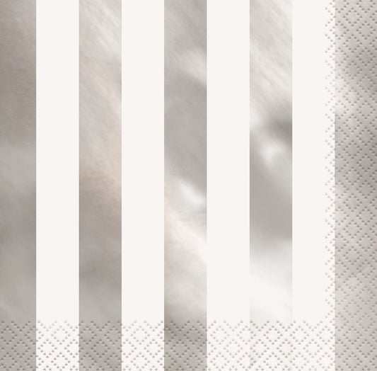 Silver Foil Stripes Luncheon Napkins, 16ct