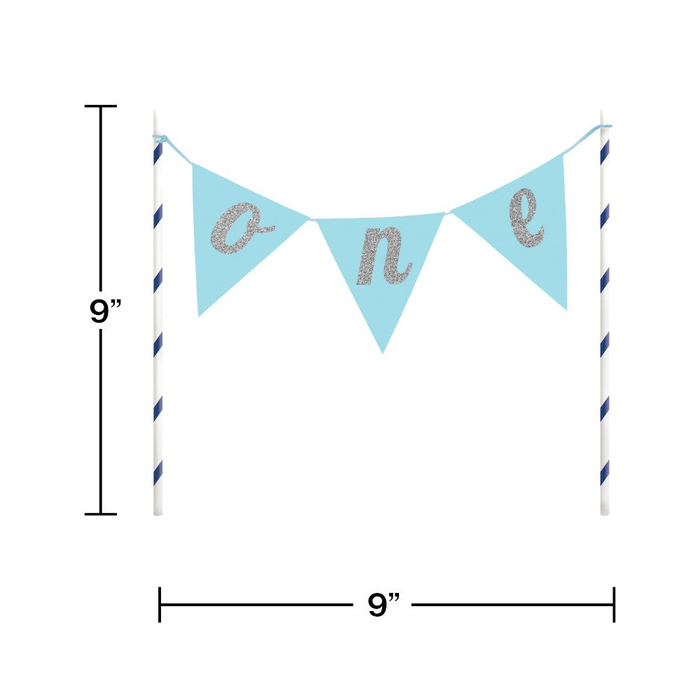 Cake Topper Banner Blue One