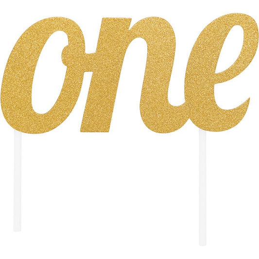 Gold Glitter Cake Topper One