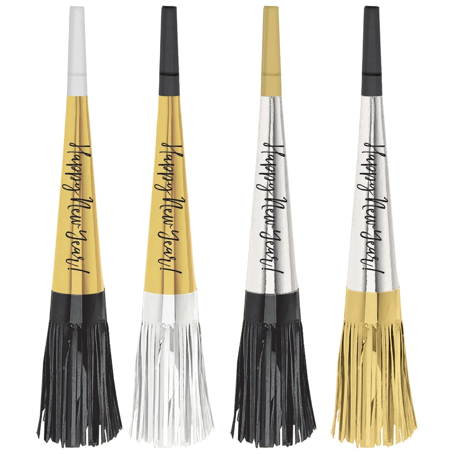 New Years Eve Fringe Foil Horns Multipack Bsg 8ct