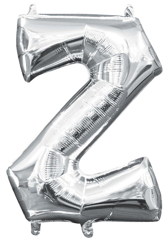 Balloon Air Filled Letter Z Silver 16 inch 1ct