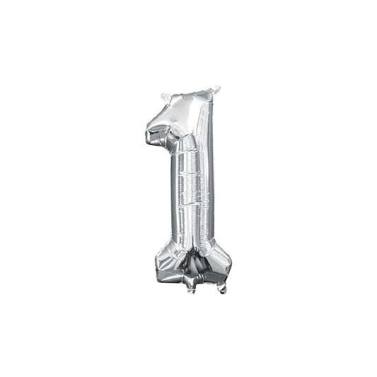 Balloon Number #1 Silver 16 inch 1ct