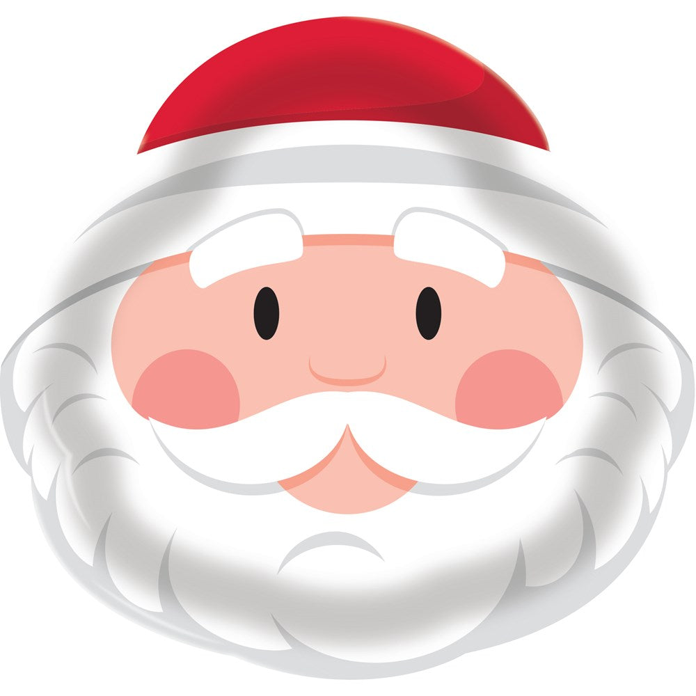 Plastic tray shaped like Santa Claus face with red hat, white beard, rosy cheeks, and smiling expression.