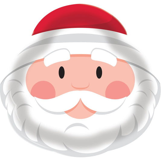Plastic tray shaped like Santa Claus face with red hat, white beard, rosy cheeks, and smiling expression.
