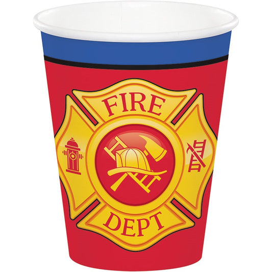 Vaso de papel de camión de bomberos en llamas 9oz 8ct