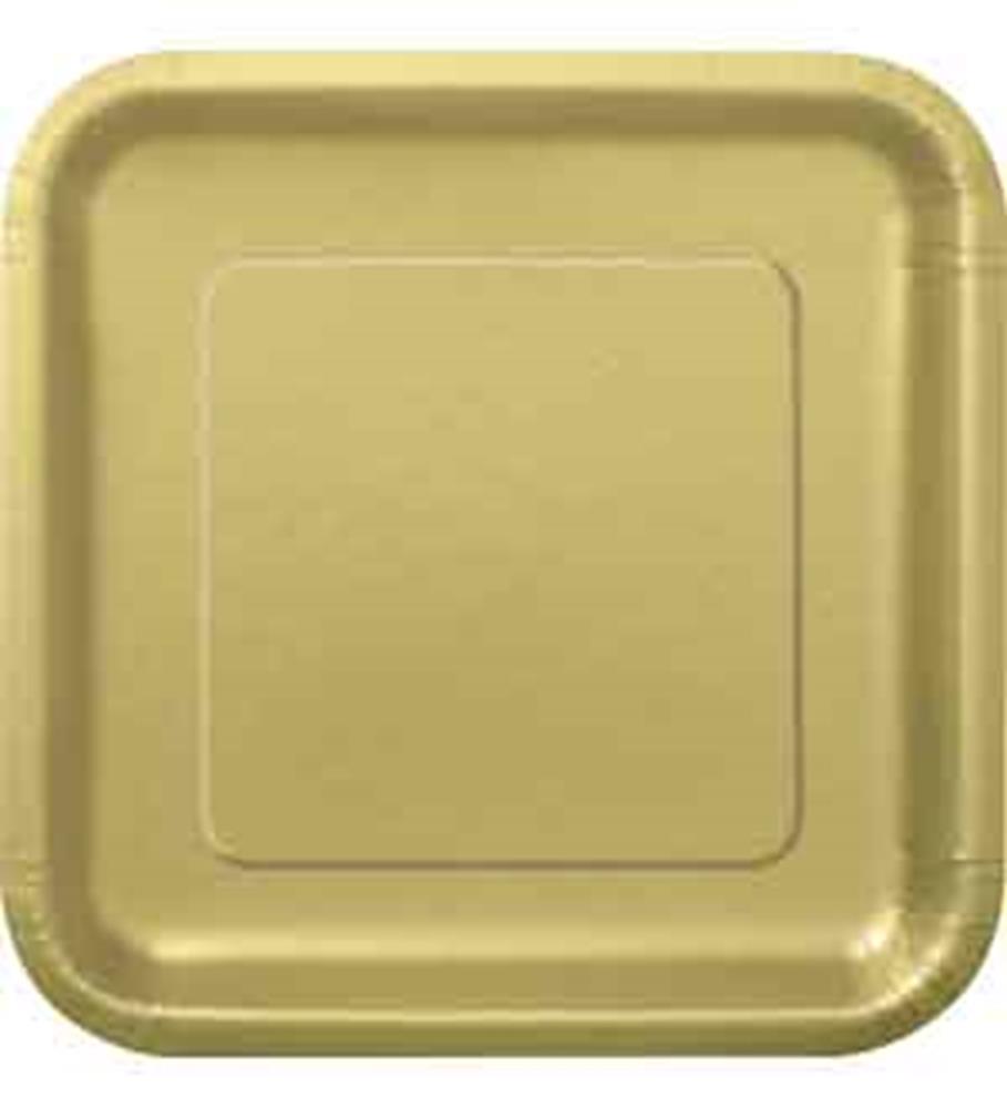 Gold 9 inch Square Plate 14ct