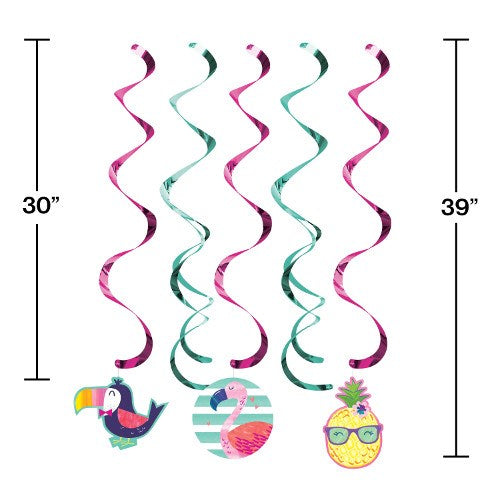 Toucan, flamingo, and pineapple with sunglasses.