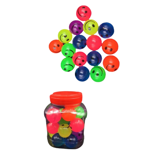 Happy Face Clear Bouncing Ball 24pc Jar