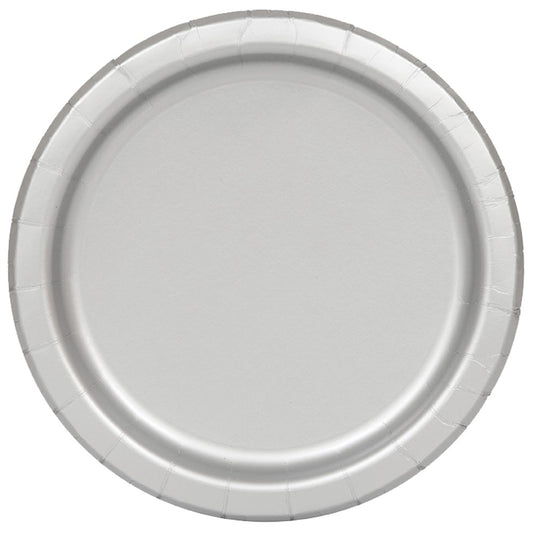 Silver 9 inch Plates 16ct