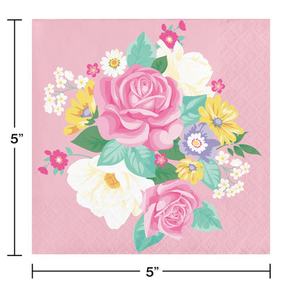 Floral Tea Party Beverage Napkin 16ct