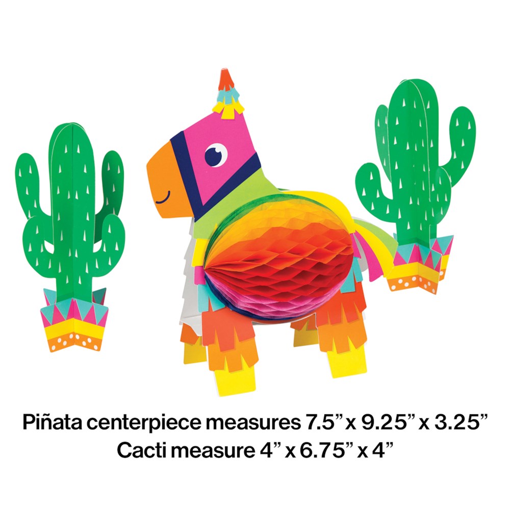 Fiesta Fun 3D Centro de mesa en forma de HC con cactus 1ct