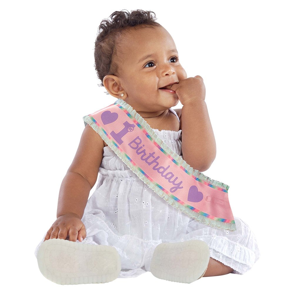 Gold 1st Bday Girl Sash 1ct
