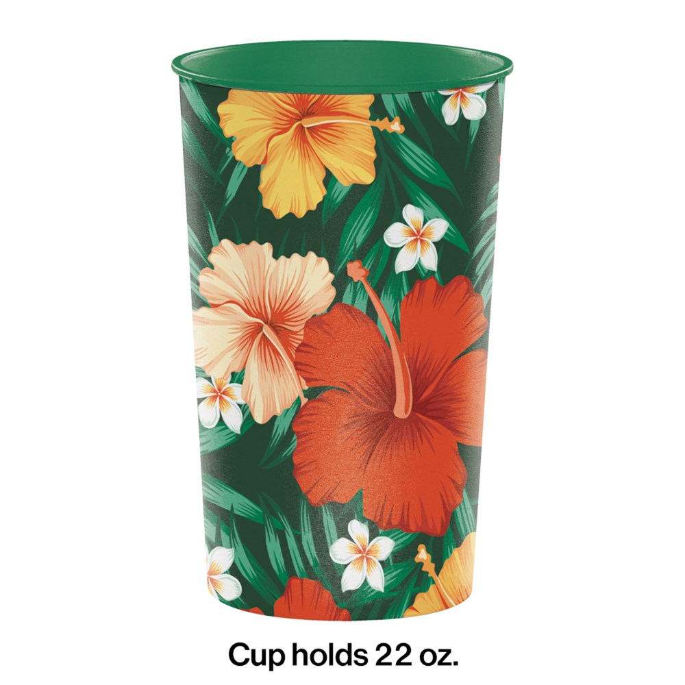 Tropical Flowers Printed Plastic Cup 22oz. 1ct