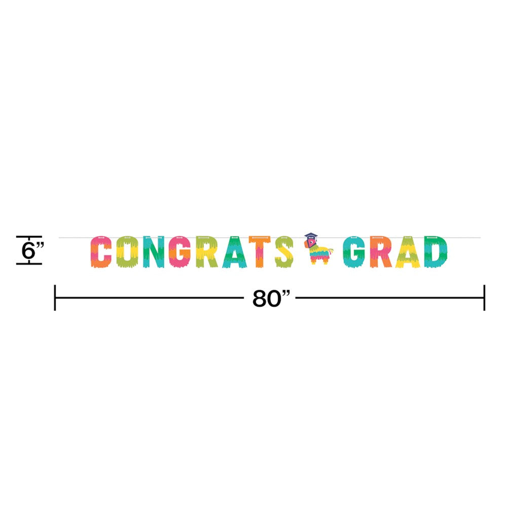 Fiesta Fun Grad Shaped Banner with Twine 1ct