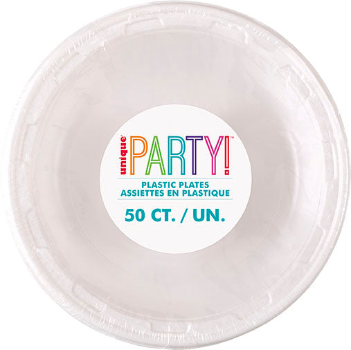 White 7 inch Plastic Plates 50 ct