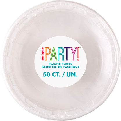 White 7 inch Plastic Plates 50 ct