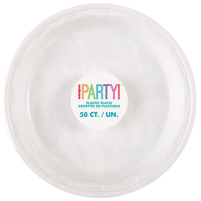 White 10.25 inch Plastic Plates 50 ct