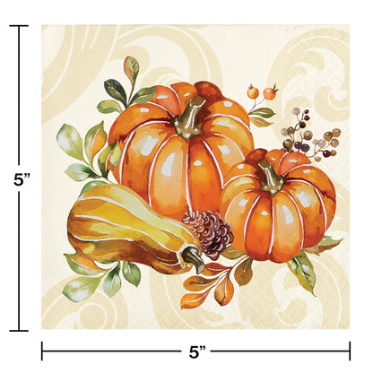 Autumn Wreath Beverage Napkin 16ct