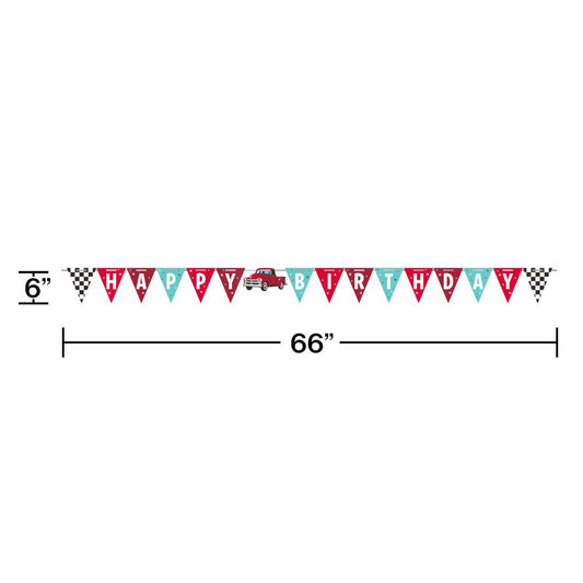 Vintage Red Truck Shaped Banner Ribbon