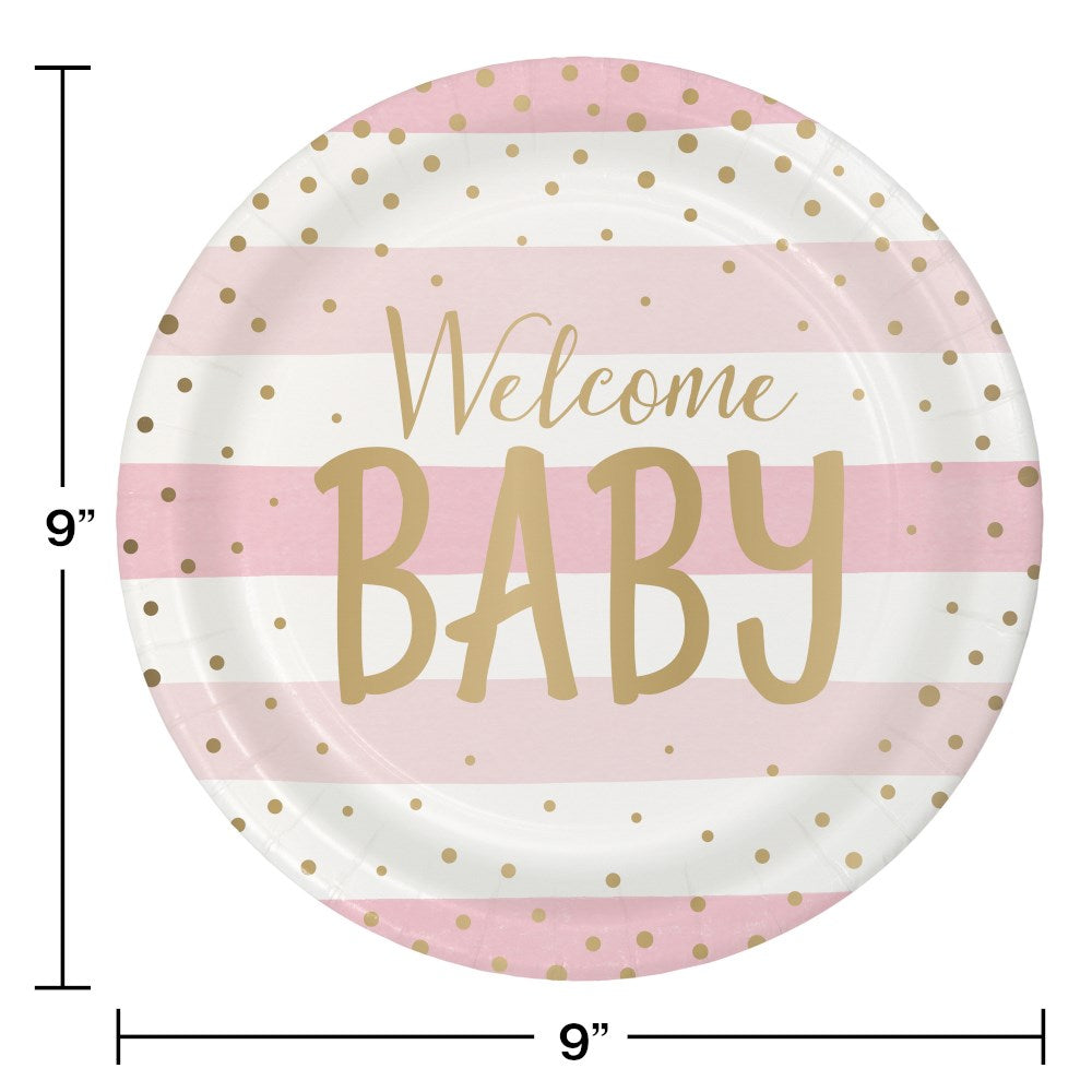 Baby Pink Gold Celebration 9in Plate 8ct