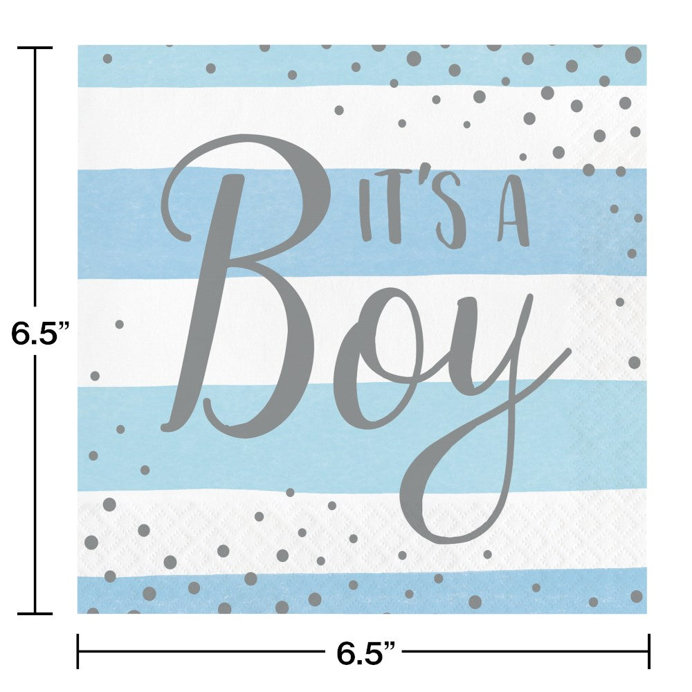 Boy Blue Silver Celebration Lunch Napkin 16ct