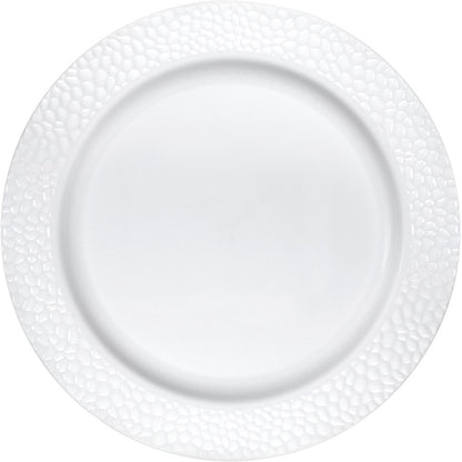 White Pebble 10in Plastic Plate 10ct