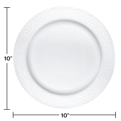 White Pebble 10in Plastic Plate 10ct