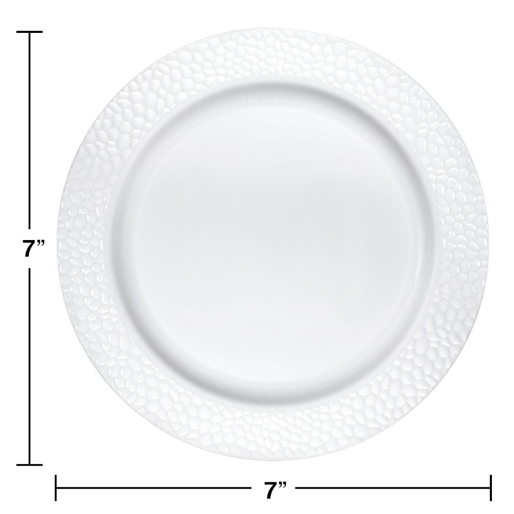 White Pebble 7in Plastic Plate 10ct