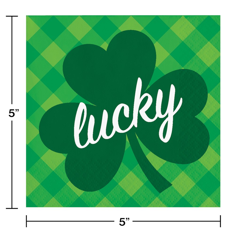 Servilleta de bebida de trébol irlandés Lucky 16ct