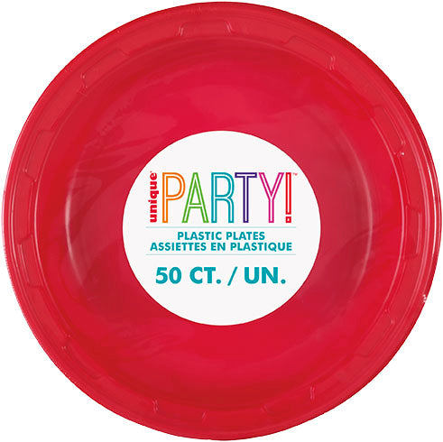 Ruby Red 7 inch Plastic Plates 50 ct - Toy World Inc