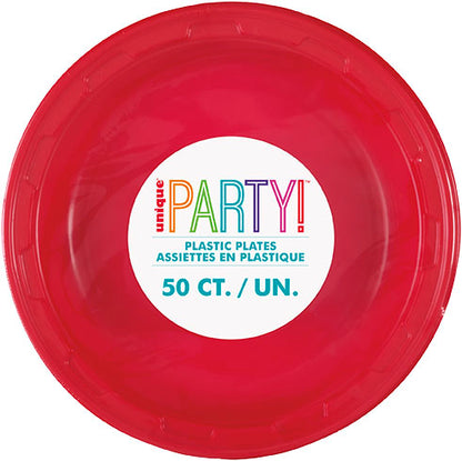 Ruby Red 7 inch Plastic Plates 50 ct - Toy World Inc