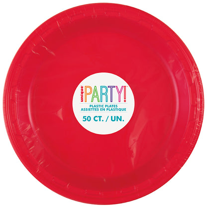 Ruby Red 10.25 inch Plastic Plates 50 ct