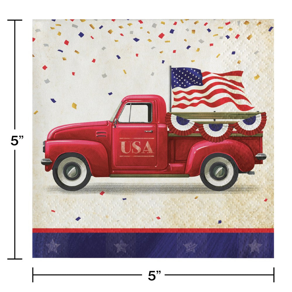 Patriotic Parade Beverage Napkin 16ct