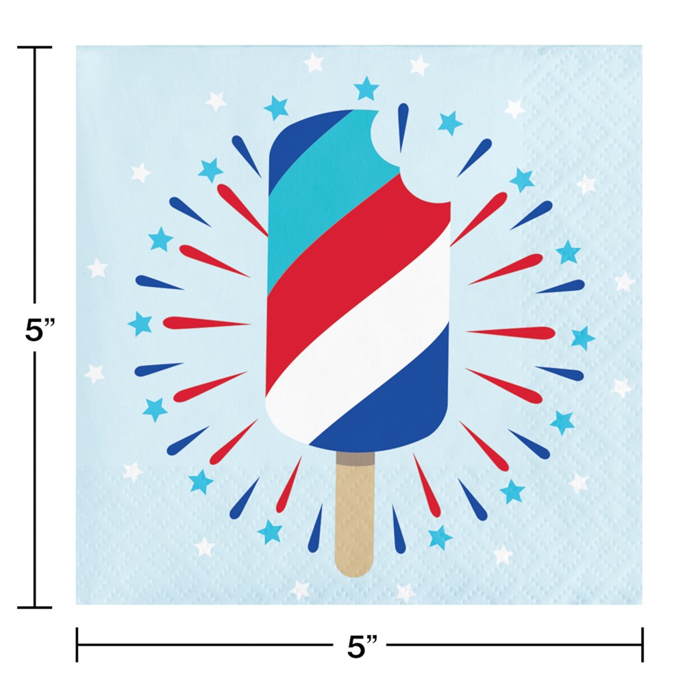 Patriotic Popsicles Beverage Napkin 16ct