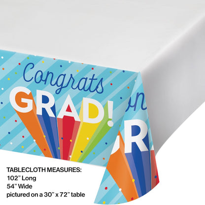 Rainbow Grad Paper Tablecover Border Print 54in x 102in 1ct