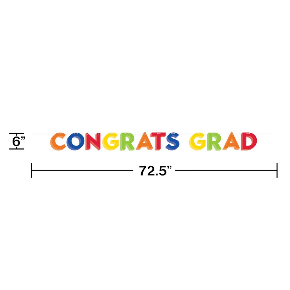 Rainbow Grad Shaped Banner with Twine 1ct