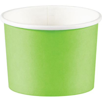 Set of green paper treat cups with a smooth finish and white interior, small size for snacks or desserts.