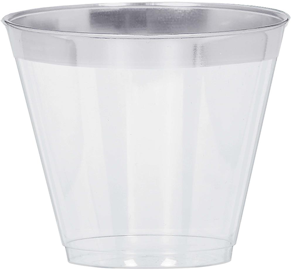 Premium Plastic Tumblers Silver Trim 9 ounce 24ct