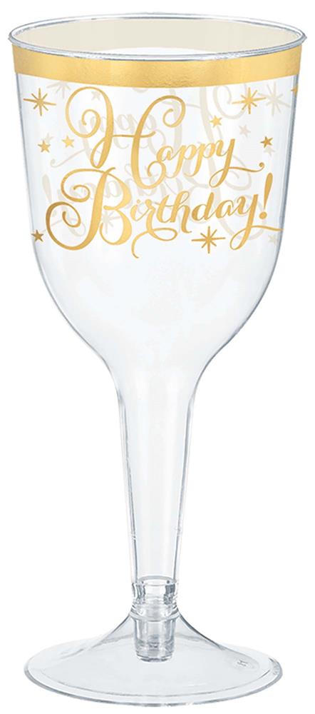 Gold Birthday Wine Glass 8ct