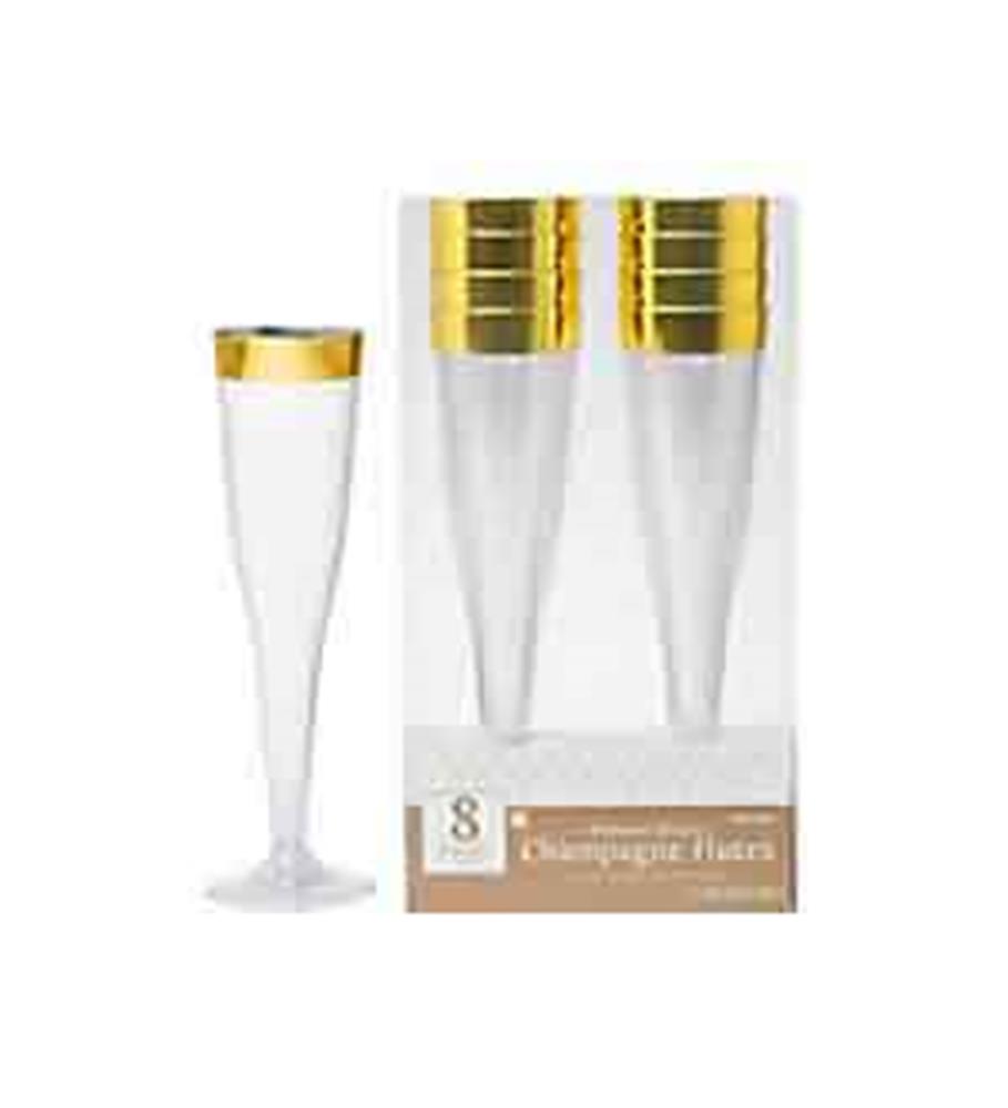 Champagne Glass Gold Trim 5oz 8ct