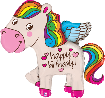 Betallic Rainbow Birthday Pony 36 inch Shaped Foil Balloon Packaged 1ct