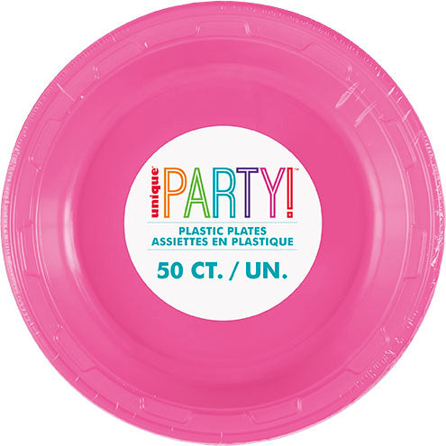 Hot Pink 7 inch Plastic Plates 50 ct
