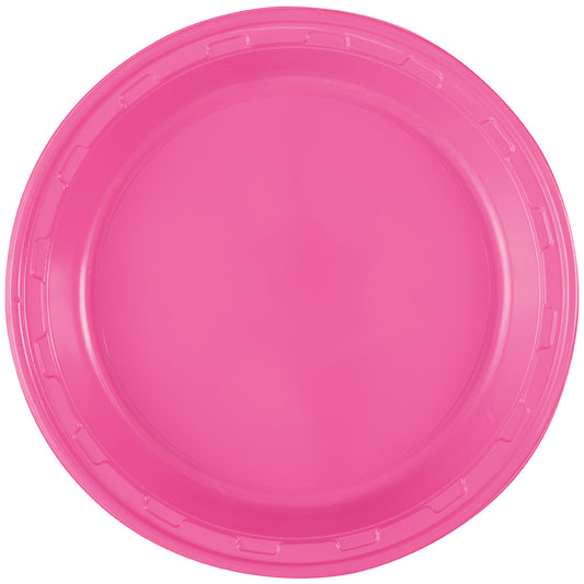 Hot Pink 10.25 inch Plastic Plates 50 ct