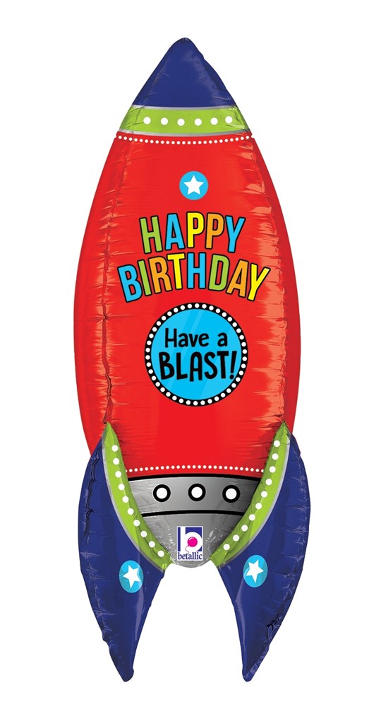 Betallic DimensionalsÃƒÂ¢Ã¢â€šÂ¬Ã…Â¡ÃƒÆ’Ã¢â‚¬ËœÃƒâ€šÃ‚Â¢ Blasting Birthday Rocket 33 inch Multi-Sided Shaped Foil Balloon (D4) 1ct