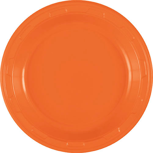 Pumpkin Orange 7 inch Plastic Plates 50 ct