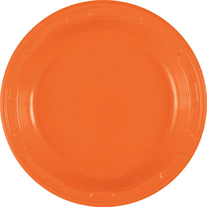 Pumpkin Orange 7 inch Plastic Plates 50 ct