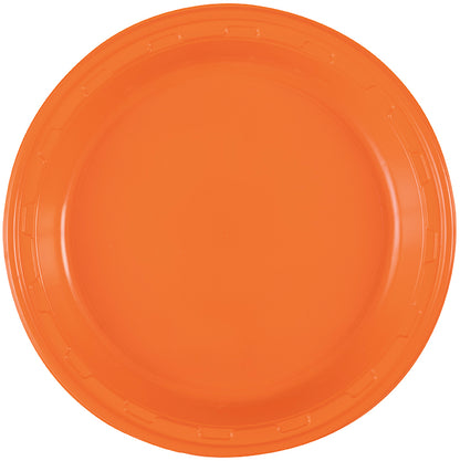 Pumpkin Orange 10.25 inch Plastic Plates 50 ct - Toy World Inc