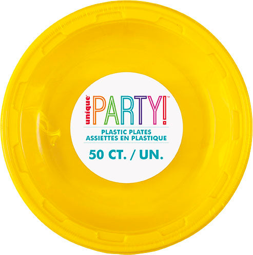 Sunshine Yellow 7 inch Plastic Plates 50 ct - Toy World Inc