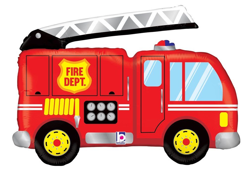 Betallic Fire Truck 32 inch Shaped Foil Balloon 1ct